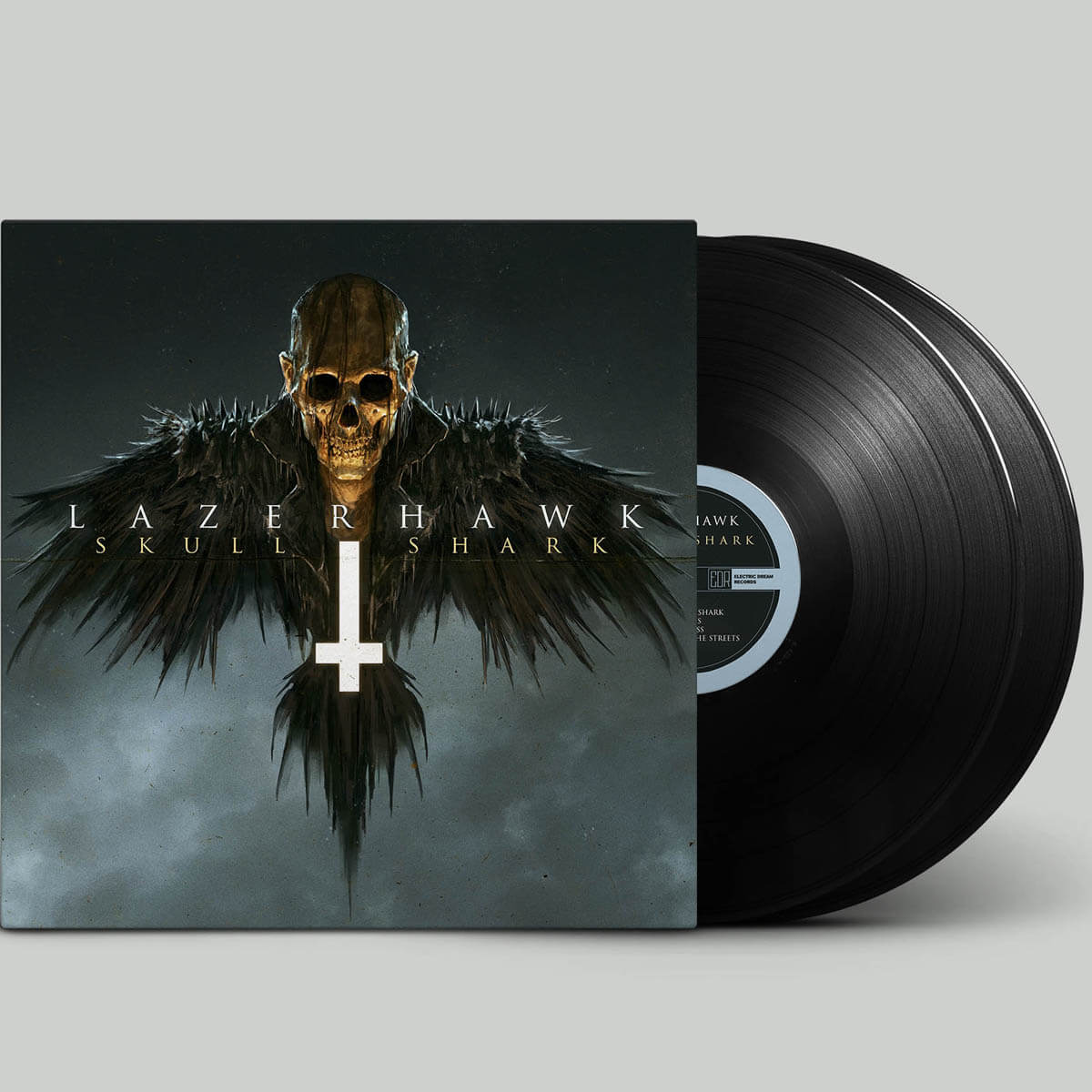 lazerhawk skull and shark vinyl lp black
